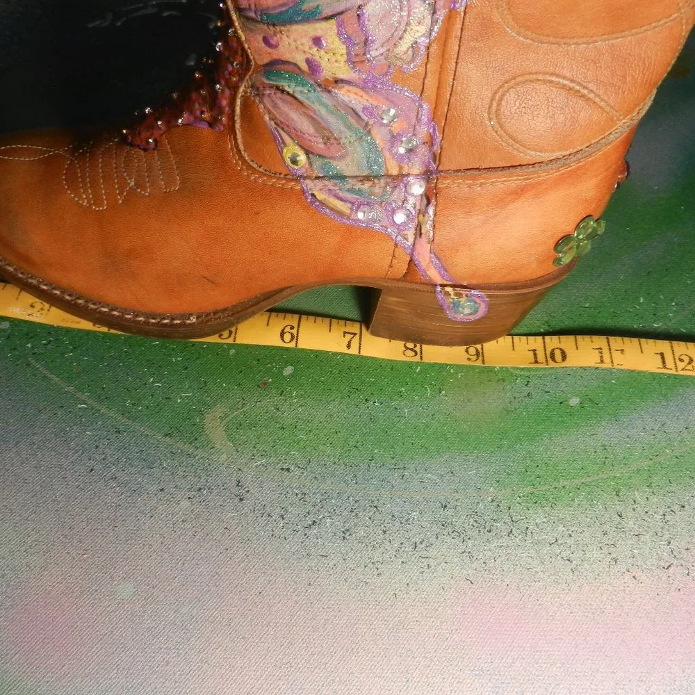 VTG OOAK ButterFly Me boots custom western cowboy boots Texas USA wearable art… - Picture 10 of 16